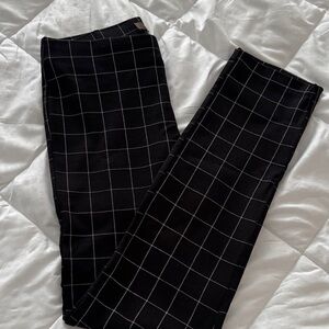 Black Windowpane pull on leggings Pants